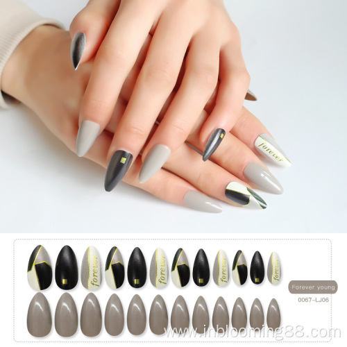 Wholesale Long Design False Nails With Glue Stickers